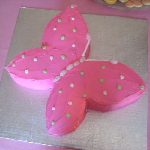 Pink Butterfly Cream Cake Delivery in Faridabad