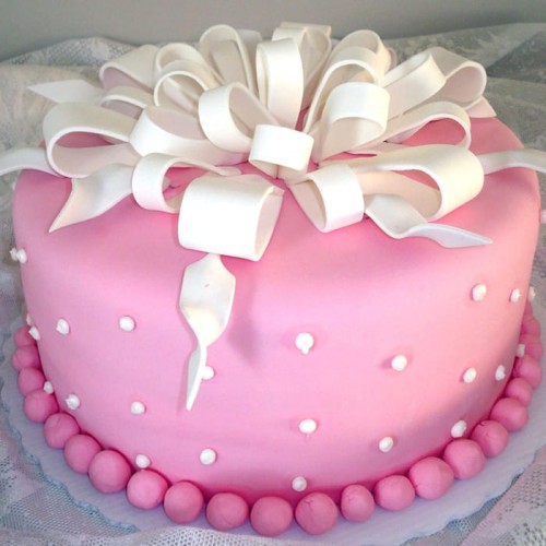 Pink Designer Fondant Cake Delivery in Faridabad