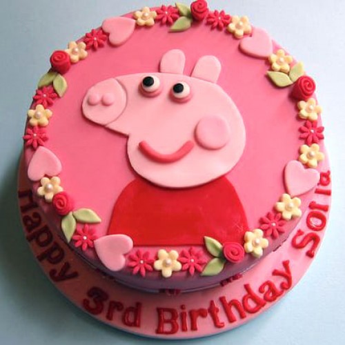 Pink Peppa Pig Fondant Cake Delivery in Faridabad