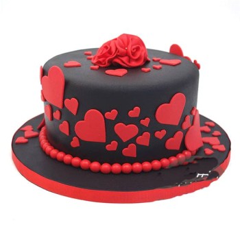 Red & Black Romantic Fondant Cake Red & Black Romantic Fondant Cake