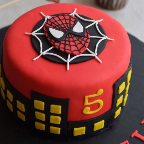 Round Fondant Spiderman Cake Delivery in Faridabad