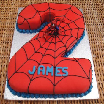 Spiderman 2 Number Fondant Cake Spiderman 2 Number Fondant Cake
