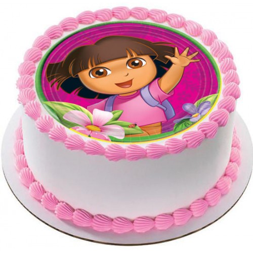 Dora Cartoon Round Photo Cake Delivery in Faridabad