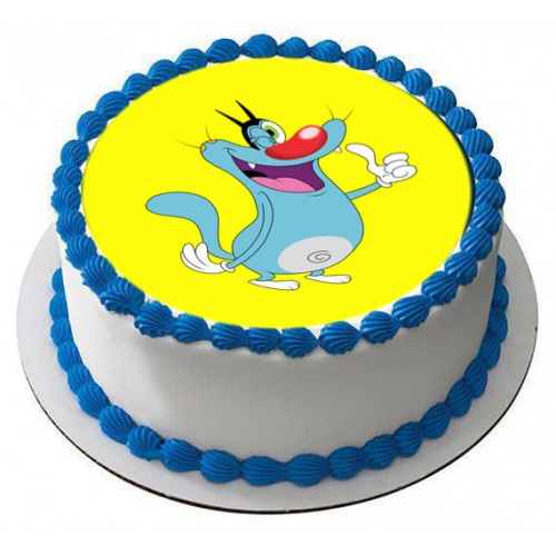 Oggy Cartoon Round Photo Cake Delivery in Faridabad