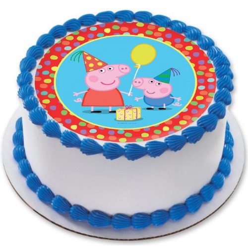 Peppa Pig Cartoon Round Photo Cake Delivery in Faridabad