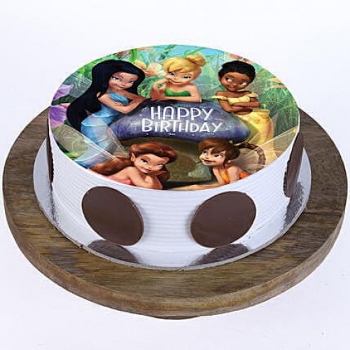 Tinkerbell Fairies Pineapple Photo Cake Delivery in Faridabad