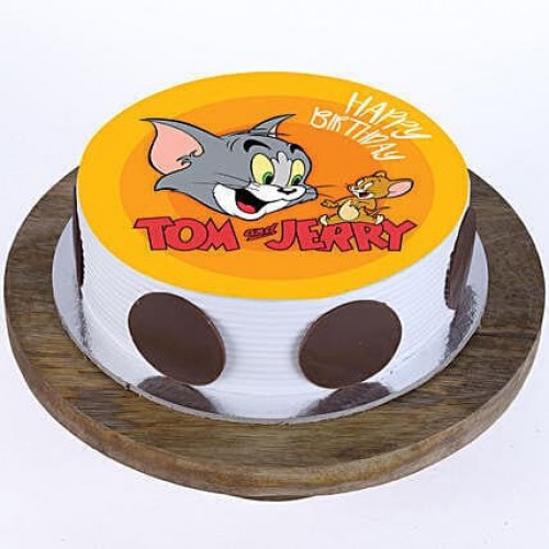 Tom & Jerry Pineapple Photo Cake Delivery in Faridabad