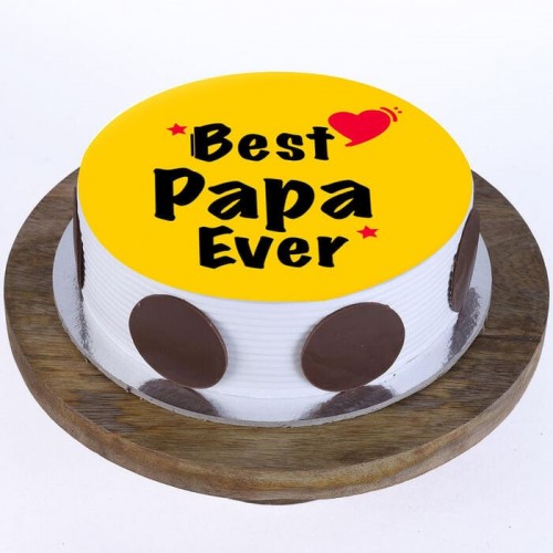 Best Papa Ever Pineapple Photo Cake Delivery in Faridabad