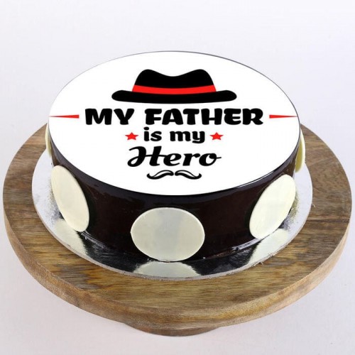 My Dad My Hero Chocolate Photo Cake Delivery in Faridabad