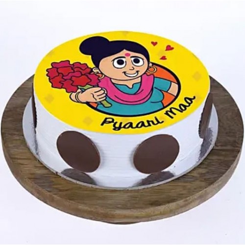 Pyaari Maa Pineapple Photo Cake Delivery in Delhi