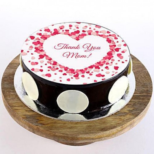 Thank You Mom Chocolate Photo Cake Delivery in Faridabad