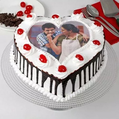 Black Forest Heart Shaped Photo Cake Delivery in Faridabad
