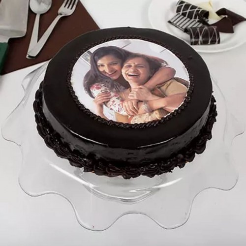 Chocolate Truffle Round Photo Cake Delivery in Faridabad