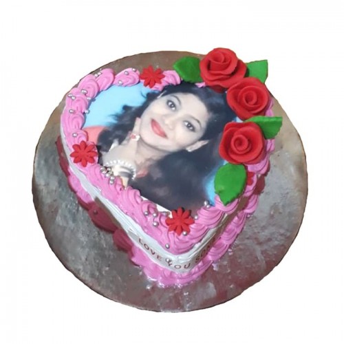 Heart Shape Strawberry Photo Cake Delivery in Faridabad