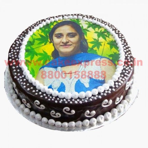 Round Choco Vanilla Photo Cake Delivery in Faridabad