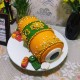 Orange Dhol Shape Fondant Cake in Faridabad