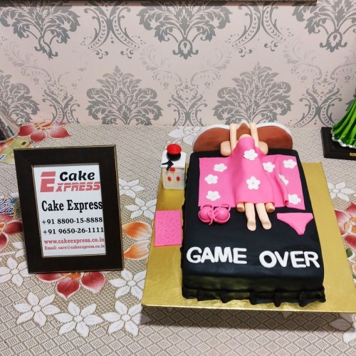 First Night Game Over Fondant Cake Delivery in Faridabad