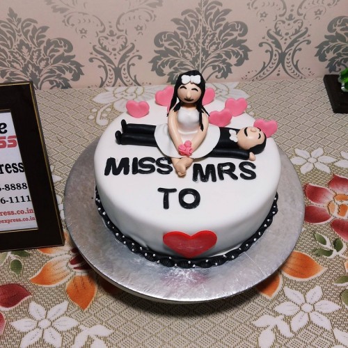Miss to Mrs Theme Fondant Cake Delivery in Faridabad