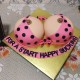 Polka Dots Pink Open Bra Fondant Cake in Faridabad