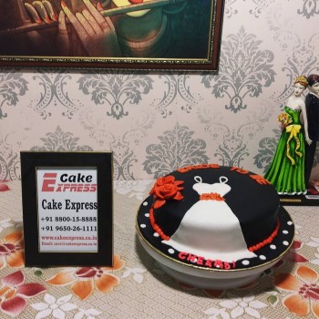 Bridal Gown Theme Fondant Cake