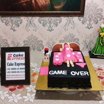 First Night Game Over Fondant Cake