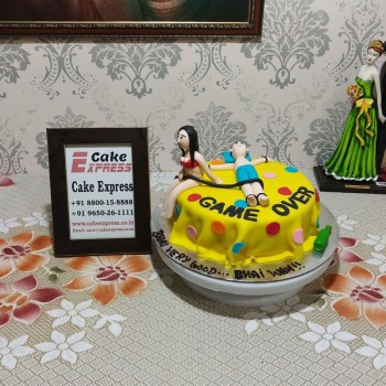 Game Over Theme Bachelor Party Cake