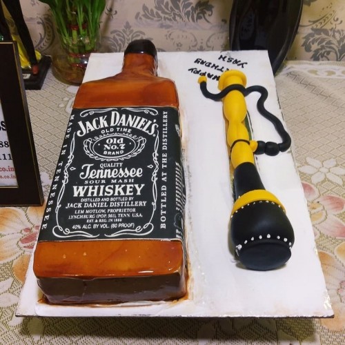 Jack Daniel Bottle & Hookah Cake Delivery in Faridabad