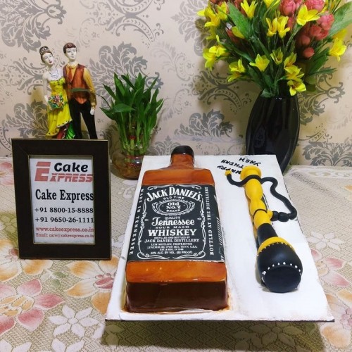 Jack Daniel Bottle & Hookah Cake Delivery in Faridabad