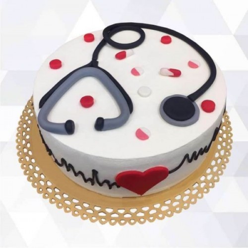 Simple Doctor Theme Semi Fondant Cake in Faridabad