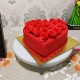 Hot Red Valentine Heart Fondant Cake Delivery in Faridabad