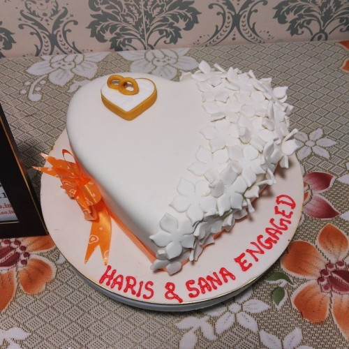 Heart Shape Engagement Ring Cake in Faridabad