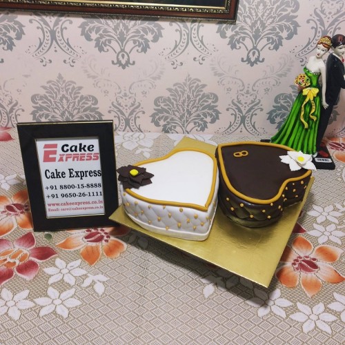 Double Heart Anniversary Fondant Cake Delivery in Faridabad