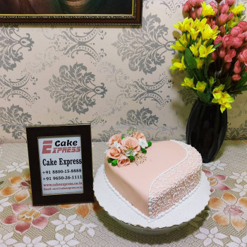 Heart Shaped Engagement Fondant Cake