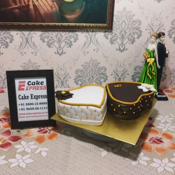 Double Heart Anniversary Fondant Cake