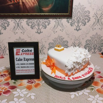 Heart Shape Engagement Ring Cake