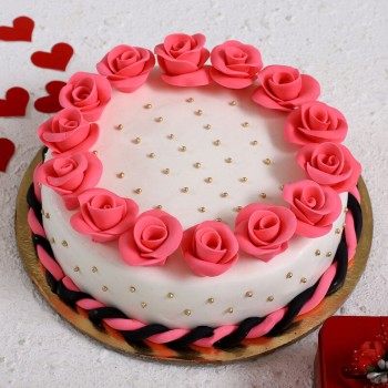 Roses Around Designer Truffle Fondant Cake Roses Around Designer Truffle Fondant Cake