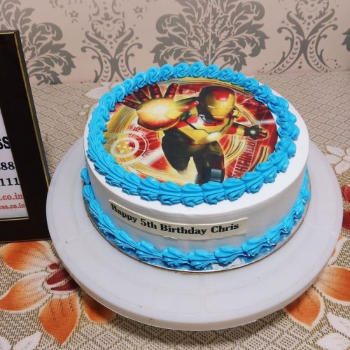 Iron Man Round Photo Cake Delivery in Faridabad