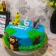 Animal Theme Blue Fondant Cake in Faridabad