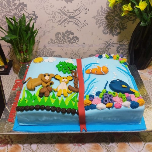 Animal in Book Theme Fondant Cake in Faridabad