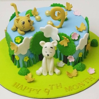 Happy 9 Month Theme Fondant Cake Happy 9 Month Theme Fondant Cake