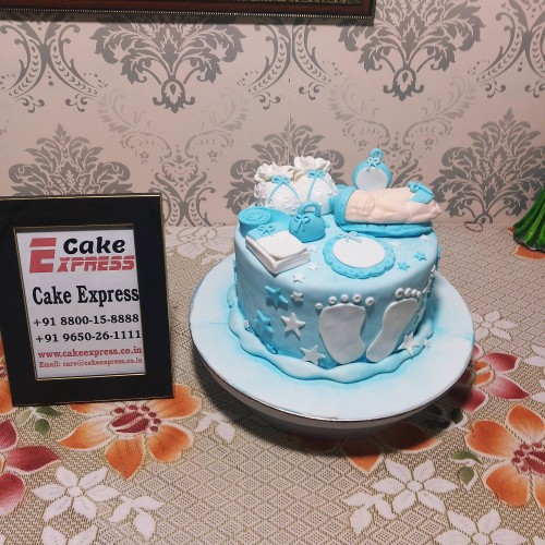 Baby Shower Light Blue Fondant Cake in Faridabad