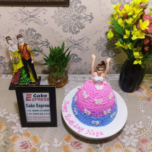 Barbie Doll Pink and Purple Cake Delivery in Faridabad
