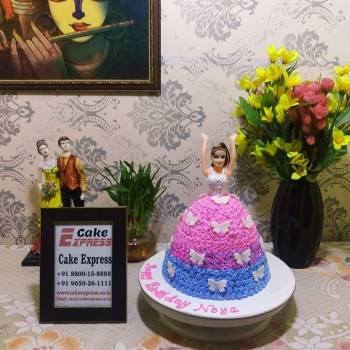 Barbie Doll Pink and Purple Cake