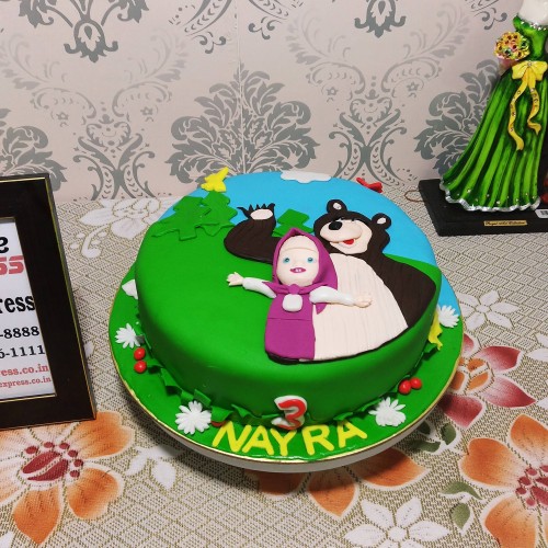 Masha and The Bear Theme Fondant Cake in Faridabad
