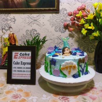 Mermaid Theme Semi Fondant Cake