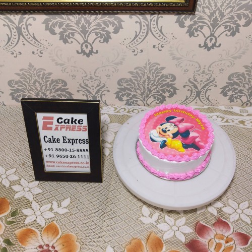 Disney Minnie Mouse Round Photo Cake Delivery in Faridabad