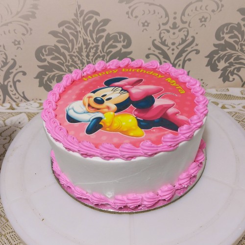 Disney Minnie Mouse Round Photo Cake Delivery in Faridabad