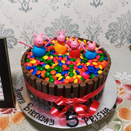 Peppa Pig Chocolate Gems Cake Delivery in Faridabad