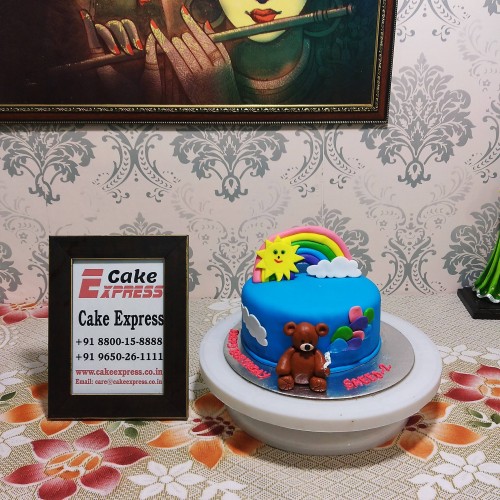Rainbow Bear Fondant Cake Delivery in Faridabad