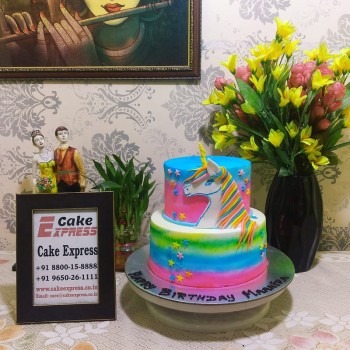 2 Tier Unicorn Cake
